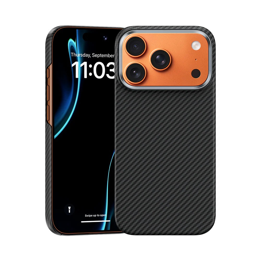 iPhone 17 Pro Kılıf Benks M-safe Şarj Özellikli Metal Kamera Çerçeveli Magnetik ArmorAir 600D Kevlar Fiber Kapak