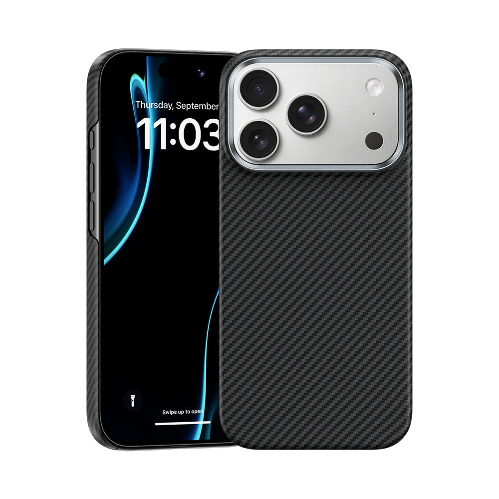 iPhone 17 Pro Kılıf Benks M-safe Şarj Özellikli Metal Kamera Çerçeveli Magnetik ArmorAir 600D Kevlar Fiber Kapak