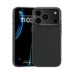 iPhone 17 Pro Kılıf Karbon Fiber M-safe Şarj Özellikli Benks Hybrid ArmorPro 600D Kevlar Kapak