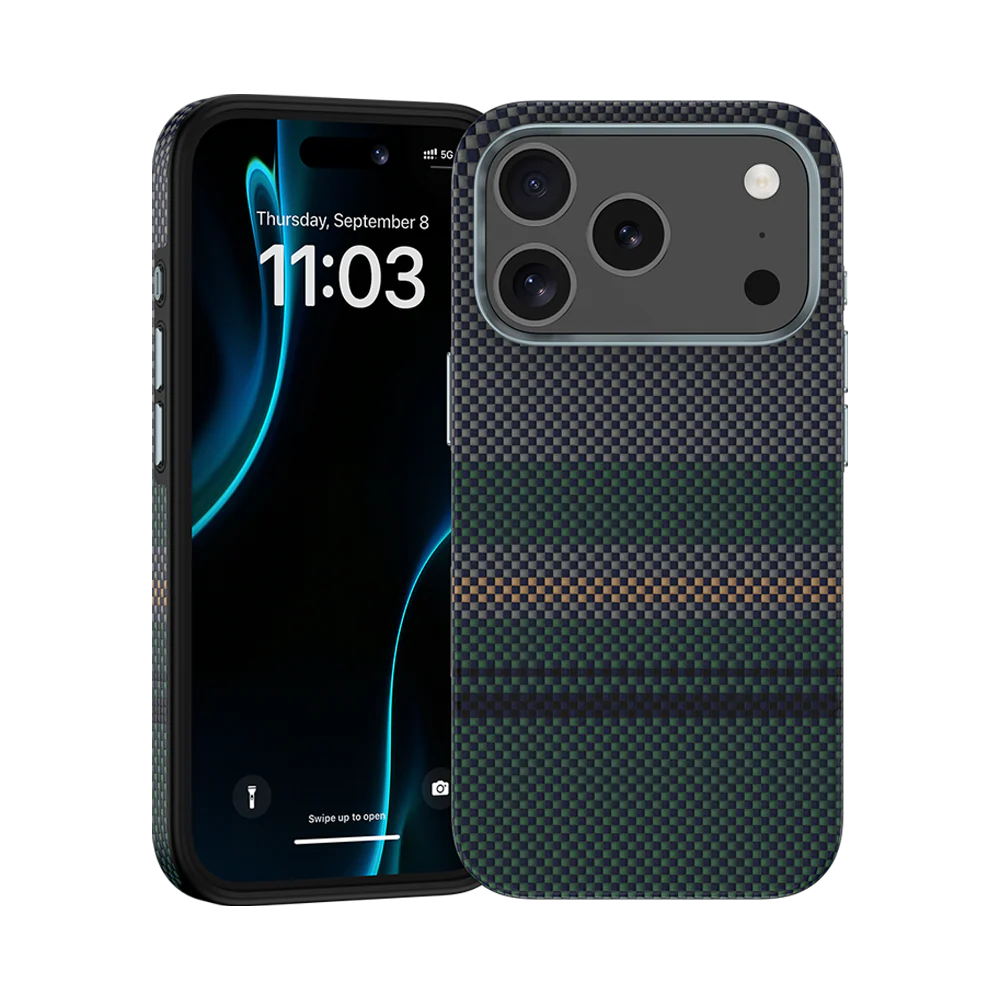iPhone 17 Pro Kılıf M-safe Şarj Özellikli Karbon Fiber Tasarımlı Benks Aurora ArmorPro Kevlar Kapak
