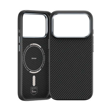 iPhone 17 Pro Max Kılıf Karbon Fiber M-safe Şarj Özellikli Benks Hybrid ArmorPro 600D Kevlar Kapak