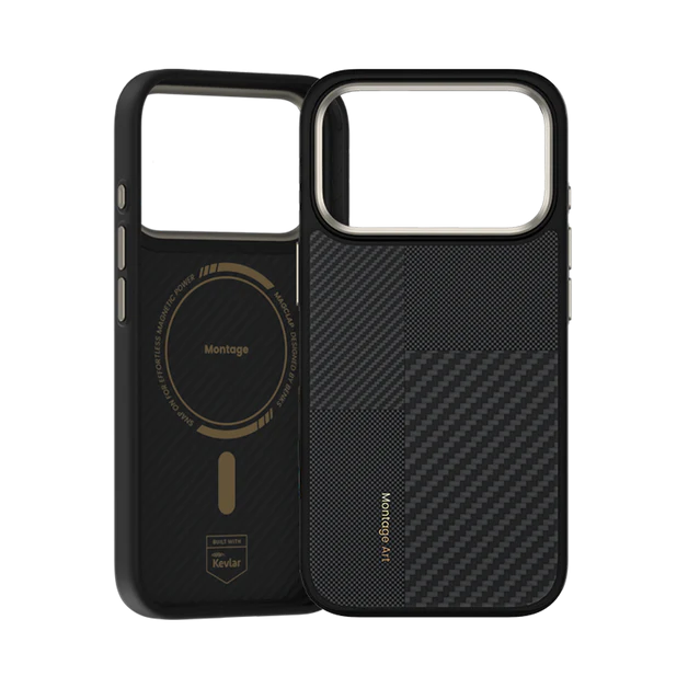 iPhone 17 Pro Max Kılıf M-safe Şarj Özellikli Karbon Fiber Benks Montage ArmorPro Kevlar Kapak