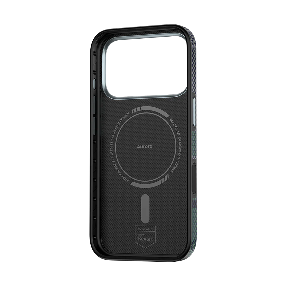 iPhone 17 Pro Max Kılıf M-safe Şarj Özellikli Karbon Fiber Tasarımlı Benks Aurora ArmorPro Kevlar Kapak