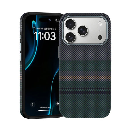 iPhone 17 Pro Max Kılıf M-safe Şarj Özellikli Karbon Fiber Tasarımlı Benks Aurora ArmorPro Kevlar Kapak